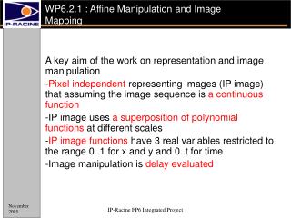 WP6.2.1 : Affine Manipulation and Image Mapping