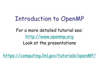 Introduction to OpenMP