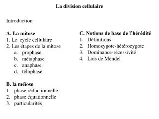 La division cellulaire