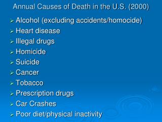 Annual Causes of Death in the U.S. (2000)