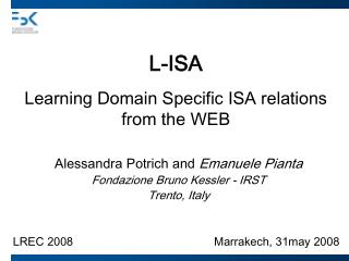 L-ISA Learning Domain Specific ISA relations from the WEB