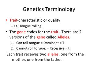 Genetics Terminology