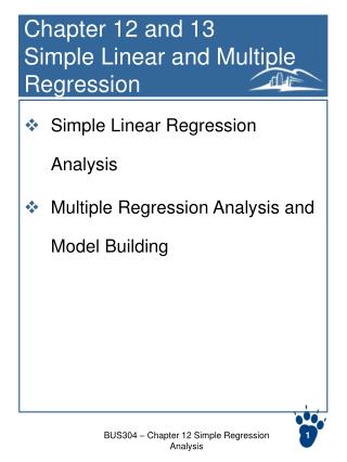 Chapter 12 and 13 Simple Linear and Multiple Regression