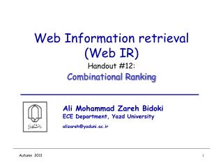 Web Information retrieval (Web IR)