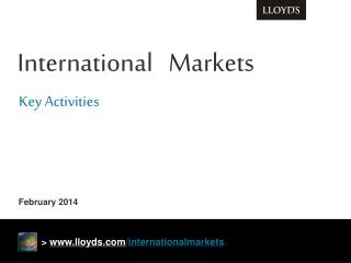 International Markets Key Activities