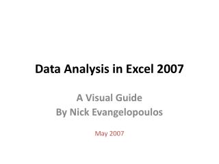 Data Analysis in Excel 2007