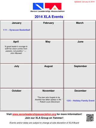 2014 XLA Events