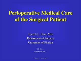 Perioperative Medical Care of the Surgical Patient