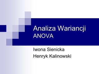 Analiza Wariancji ANOVA