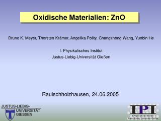 Oxidische Materialien: ZnO