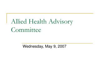 Allied Health Advisory Committee