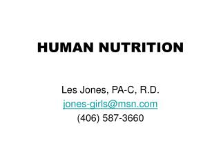 HUMAN NUTRITION