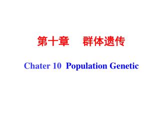 第十章 群体遗传 Chater 10 Population Genetic