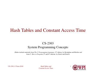 Hash Tables and Constant Access Time