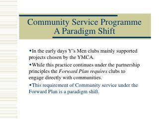 Community Service Programme A Paradigm Shift