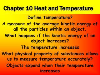 Chapter 10 Heat and Temperature