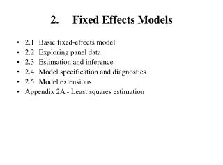 2. 	Fixed Effects Models