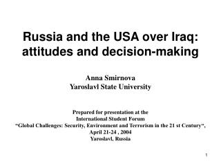 Participation of the USA and Russia in resolution of Iraqi crisis during the period of 2002-2003