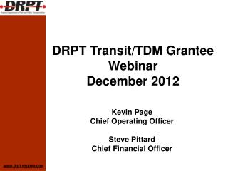 DRPT Transit/TDM Grantee Webinar December 2012