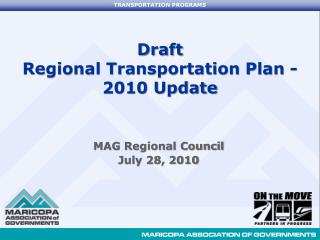 Draft Regional Transportation Plan - 2010 Update
