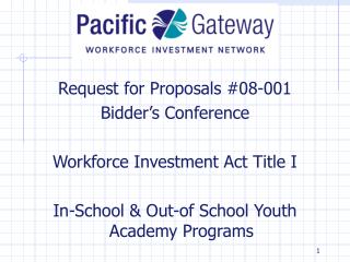 Request for Proposals #08-001 Bidder’s Conference Workforce Investment Act Title I