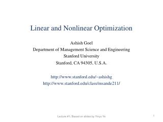 Linear and Nonlinear Optimization