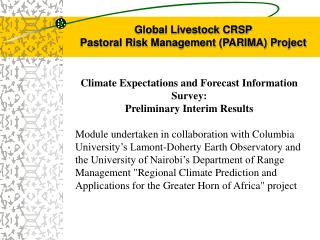 Global Livestock CRSP Pastoral Risk Management (PARIMA) Project