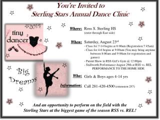 You’re Invited to Sterling Stars Annual Dance Clinic