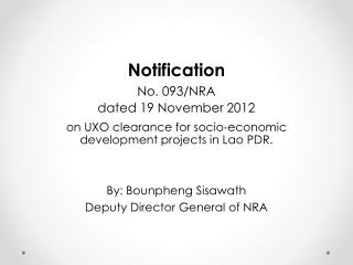Notification No. 093/NRA dated 19 November 2012