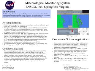 Meteorological Monitoring System ENSCO, Inc., Springfield Virginia