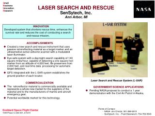 LASER SEARCH AND RESCUE SenSytech, Inc. Ann Arbor, MI