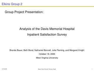 Analysis of the Davis Memorial Hospital Inpatient Satisfaction Survey