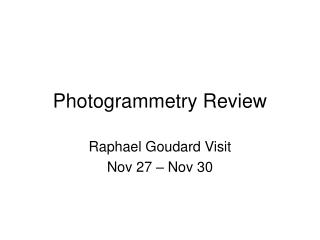 Photogrammetry Review