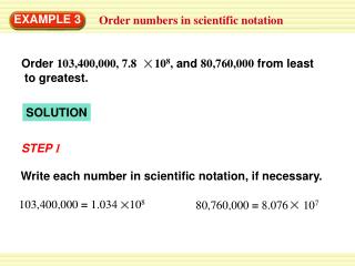 Order numbers in scientific notation