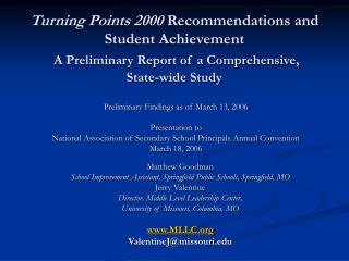 Preliminary Findings as of March 13, 2006 Presentation to