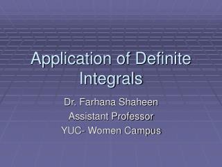 Application of Definite Integrals