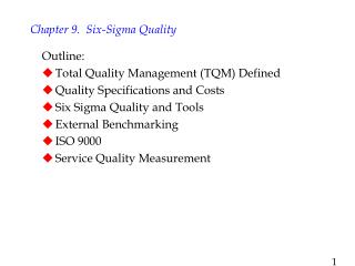 Outline: Total Quality Management (TQM) Defined Quality Specifications and Costs