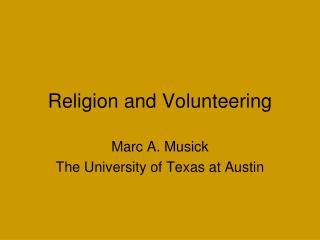 Religion and Volunteering