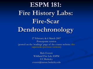 ESPM 181: Fire History Labs: Fire-Scar Dendrochronology