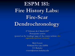 ESPM 181: Fire History Labs: Fire-Scar Dendrochronology