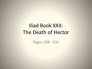 Iliad Book XXII: The Death of Hector