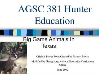 AGSC 381 Hunter Education