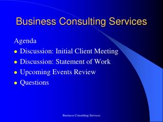 Business Consulting Services