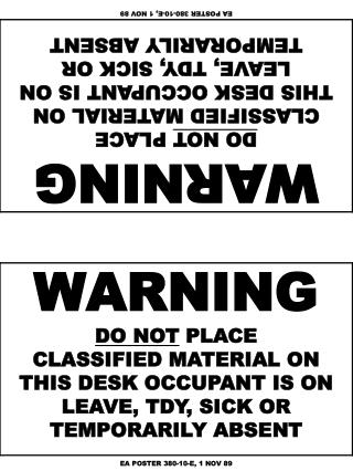 EA Poster 380 10 E (Warning Classified Material)