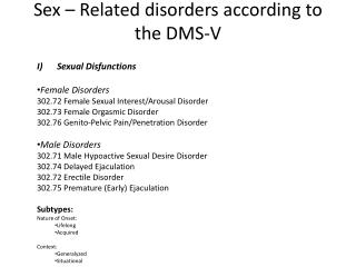 Sex – Related disorders according to the DMS-V