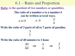 6.1 – Ratio and Proportion