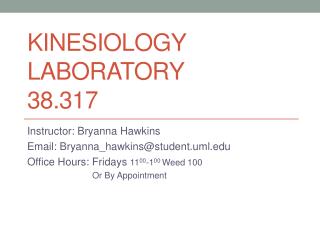 Kinesiology Laboratory 38.317