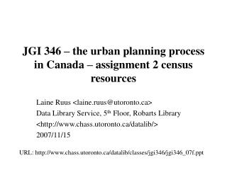 JGI 346 – the urban planning process in Canada – assignment 2 census resources