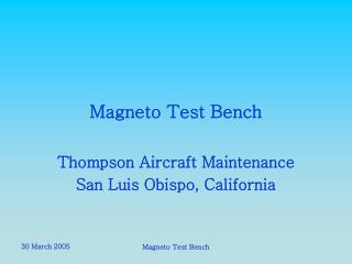 Magneto Test Bench