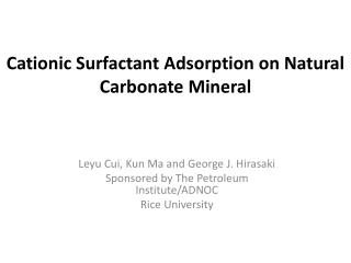 Cationic Surfactant Adsorption on Natural Carbonate Mineral